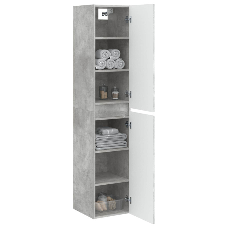 Engineered Wood Linen Cabinet, Concrete Grey