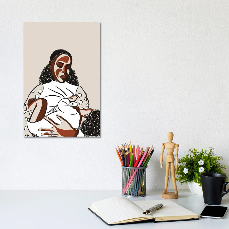 Black Mothers Breastfeed II by NoelleRx - Wrapped Canvas Painting, 20.32 cm H x 30.48 cm W