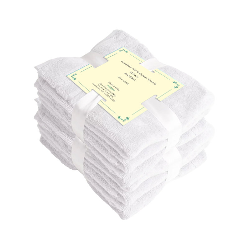 100% Cotton Washcloth, White