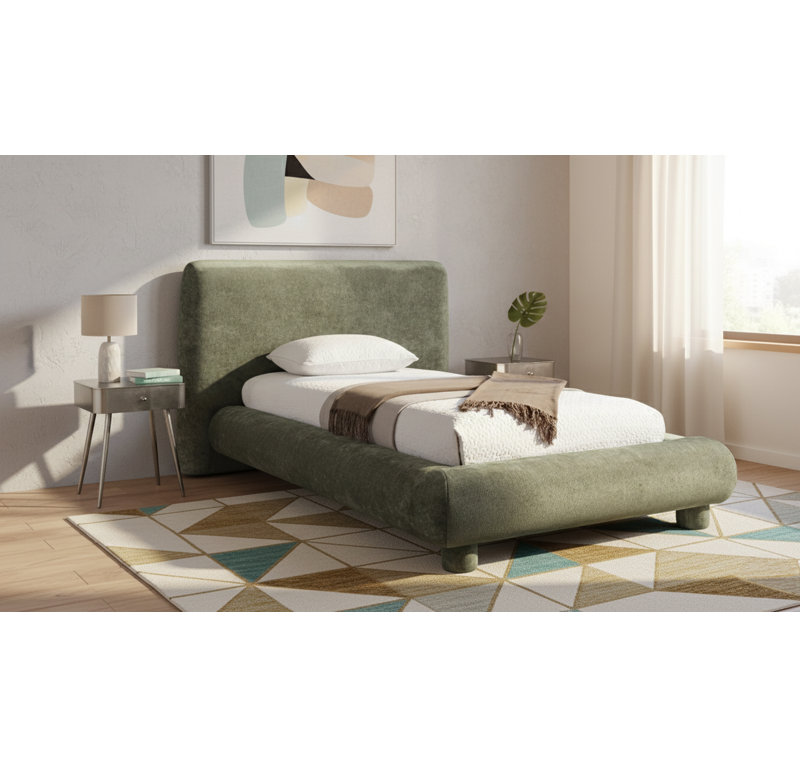 Lit en tissu de chenille Huckstep, Tissu chenille vert, Simple
