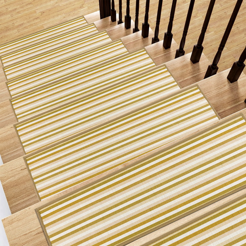 Tapis d'escalier antidérapant, Rayures beiges
