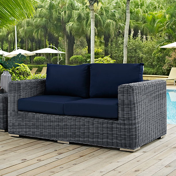 Causeuse d'extérieur Modway, Toile bleu marine Sunbrella®