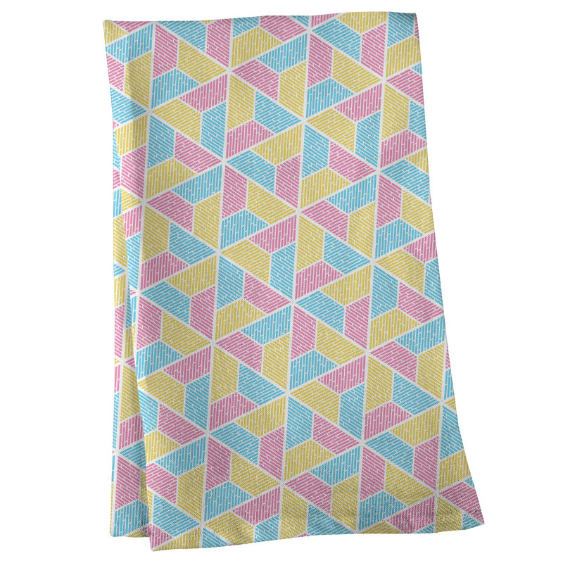 Serviette à thé trapézoïdals Mcguigan, Polyester sergé, Brun / Rose / Bleu