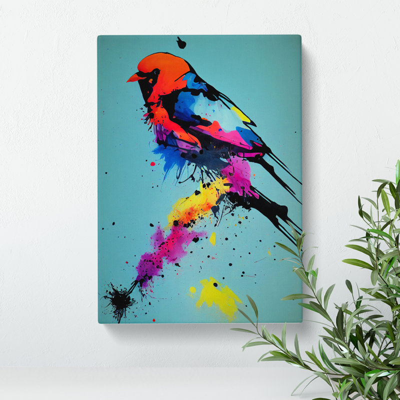 Paint Splash Bird No.6 - Wrapped Canvas, 50cm H x 35cm W x 3cm D
