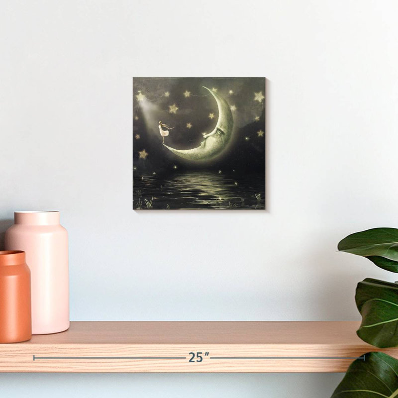 Fille sur la lune, H 10 po x l 10 po