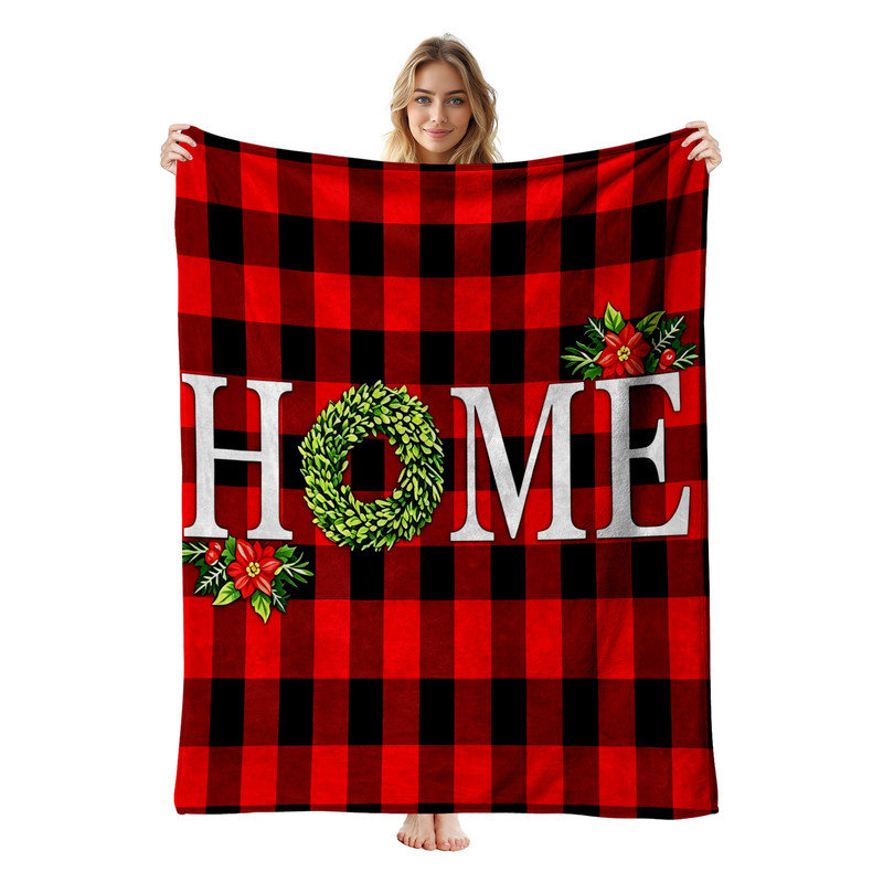 Plaid en flanelle polaire JYK pour Noël, léger, respirant, doux et chaud en microfibre pelucheuse, 102 x 127 cm, motif Buffalo Home Wream