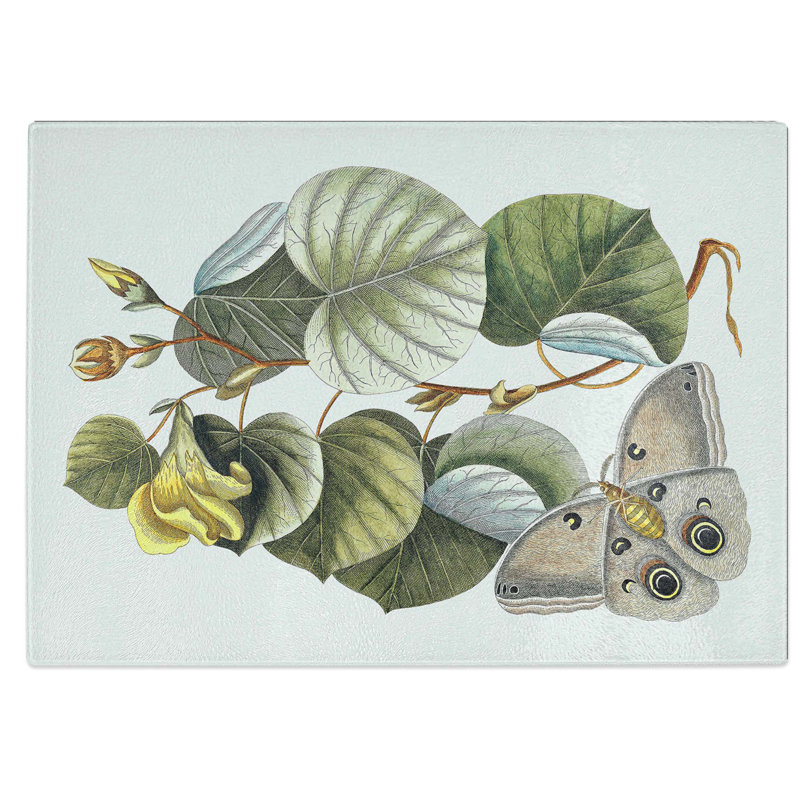 Tempered Glass Butterfly and Mano Tree Chopping Board, 39 cm W x 28.5 cm L