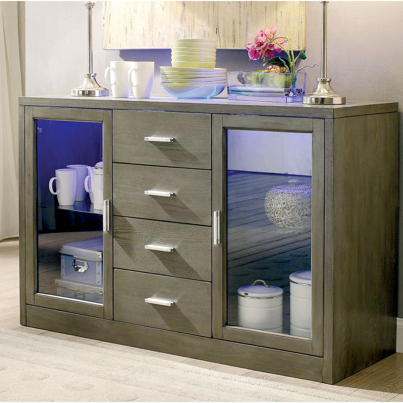 Buffet 4 tiroirs Babli, Gris