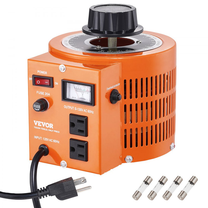 2000VA Auto Variable Voltage Transformer, 15.3 Amp, 110V Input 0-130V Output AC Voltage