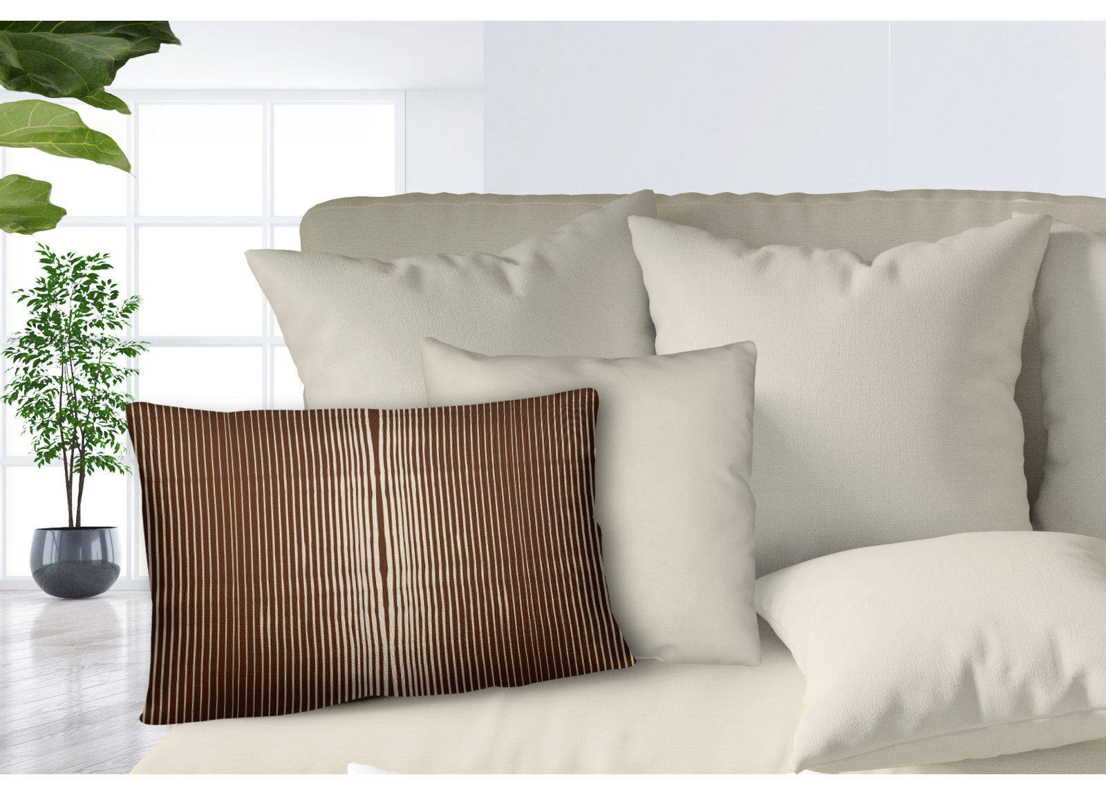 Ash Indoor/Outdoor Lumbar Throw Pillow, Brown