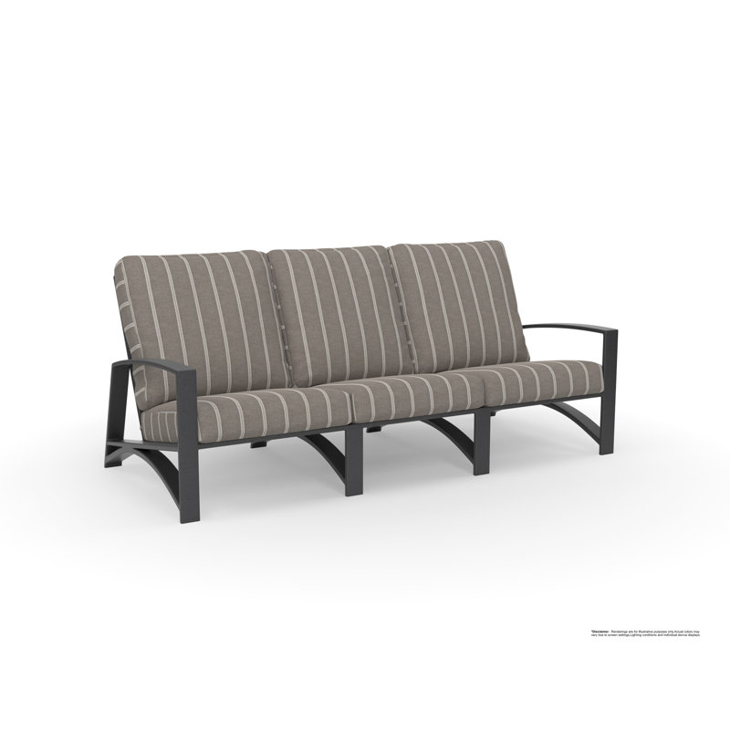 Arc Outdoor 3 - Seat Patio Sofa, Sahara Cafe, Carbon Black