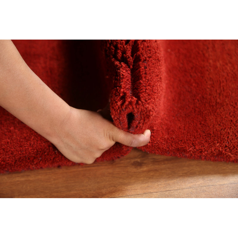 Tapis orange en laine noué à la main de conception unique 4 pi x 5 pi 9 po Somer