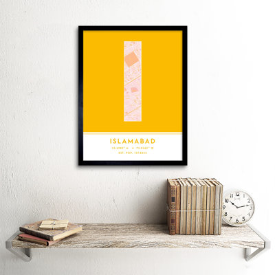 Islamabad City Map Islamabad Yellow - Single Picture Frame Typography