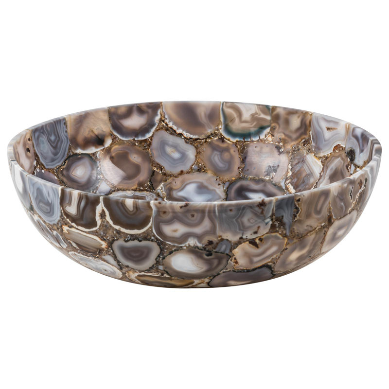 World Menagerie Kamp 490mm L x 490mm W Stone Circular Sink, Brown