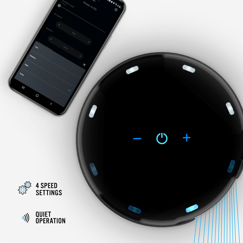 Black Oscillating Tower Fan with Adjustable Height and Alexa Control