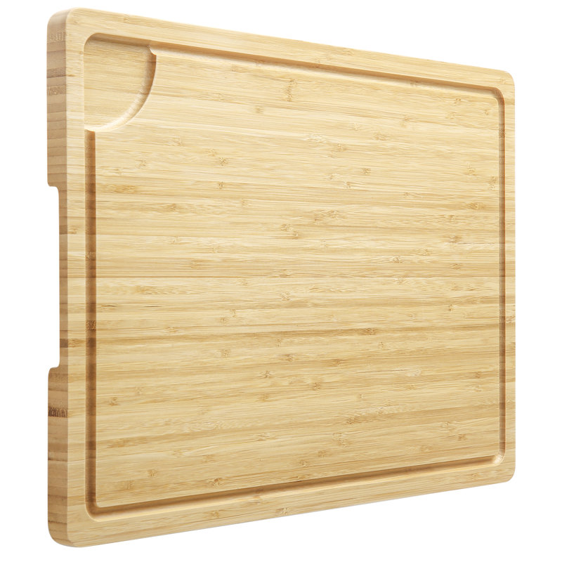 Tabla de cortar de bambú extra gruesa – Reversible y gruesa de 2 cm – Canal para jugos integrado y asas laterales – Ideal para carne, verduras y frutas en cocina – Medidas 45x60 cm