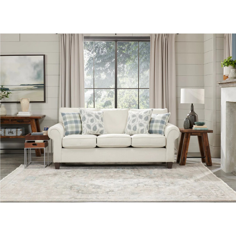 Upholstered 88'' Sofa, Ecru Polyester
