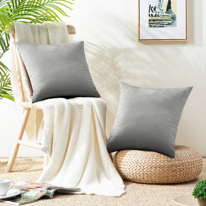 Crushed Velvet Scatter Cushion Cover Set, Silver