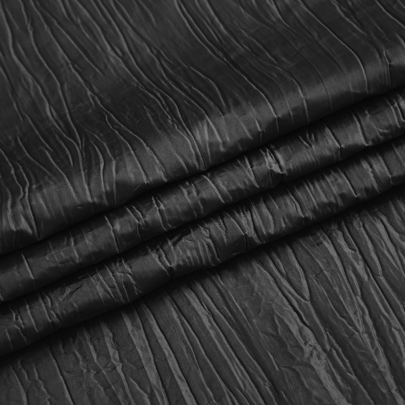 Church Street Crushed Silk 2 Panel Curtains Living Room Bedroom 54"Wx84"L Machine Washable Light Filtering Curtain, Black