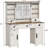 Farmhouse Makeup Vanity Desk with Sliding Mirror and Lights, 47.2" Big Vanity Table with Charging Station, Makeup Desk with 5 Drawers & 2 Cabinets, White-1315028945