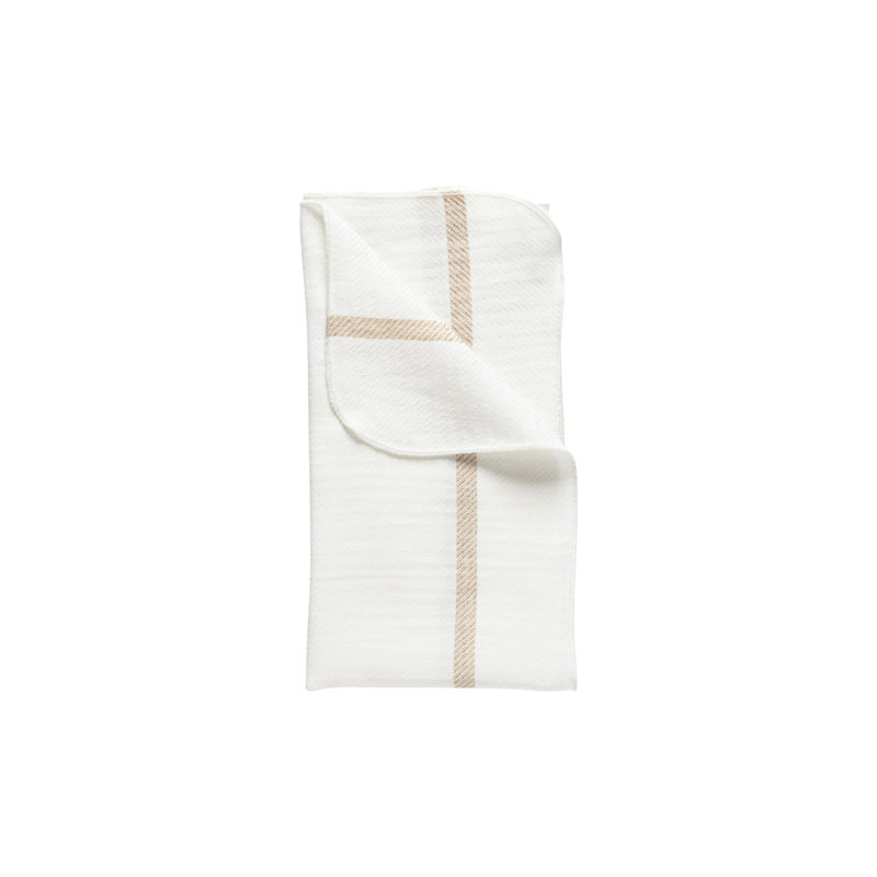 Serviette 50% Li 50% Co, Blanc / caramel