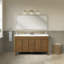 Juliette Single Sink Freestanding Warm Walnut Bathroom Vanity with White Quartz Top, Hardware-125138213-131231273