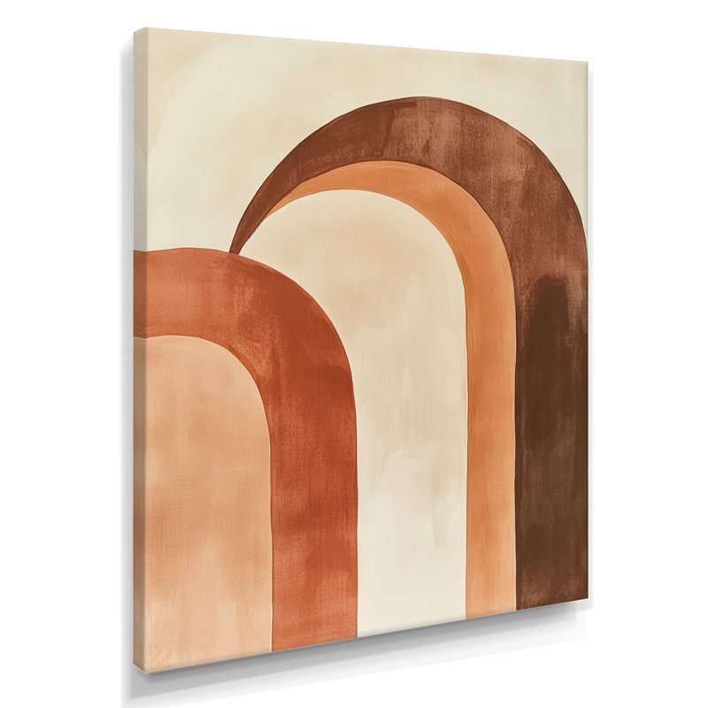 «Terracotta Arc», art mural abstrait couleur terre, Bonino, H 20 po x l 12 po, Toile tendue
