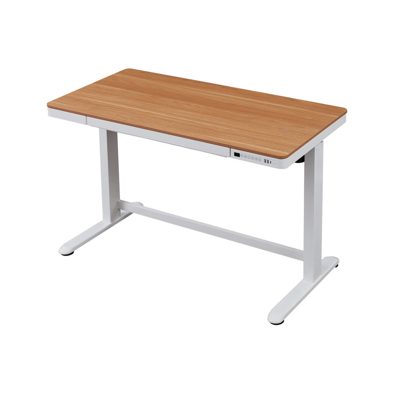 Tabukiniberu Adjustable Metal Base Standing Desk, Oak