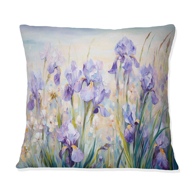 Coussin décoratif imprimé de fleurs mauves à motif de fleurs mauves