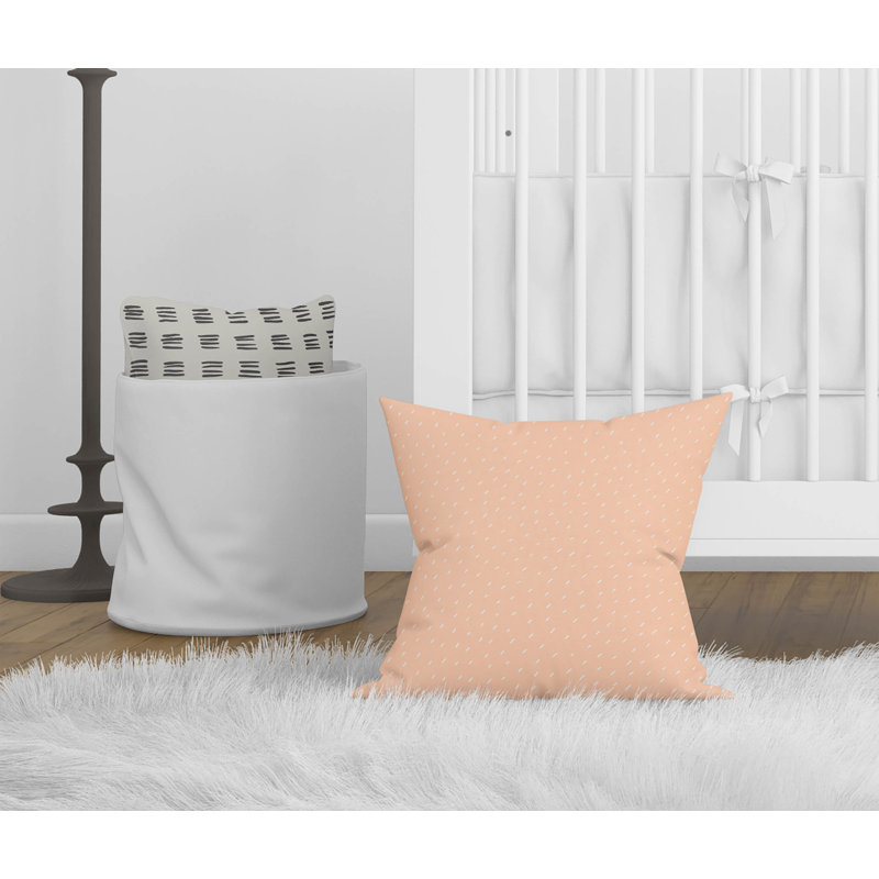 Coussin Paulie, Pêche / rayé orange, H 18 po x l 18 po