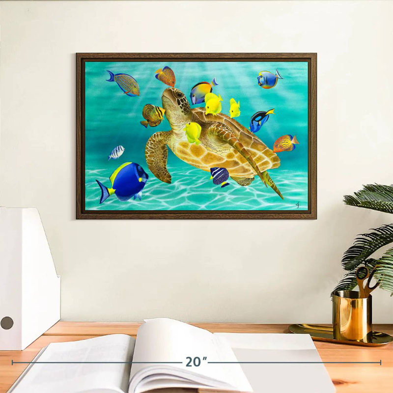 Kiss Kiss, 13 po x 9 po, Cadre flottant en noyer