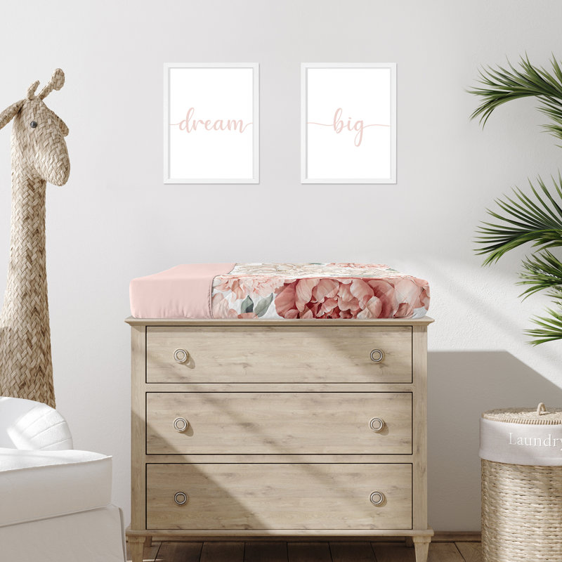 Housse de matelas à langer Peony Floral Garden rose et ivoire par Sweet Jojo Designs