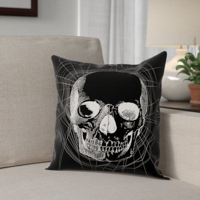 Webbed Skull Throw Pillow