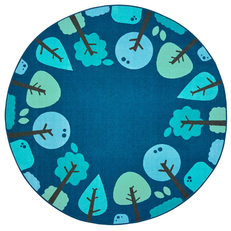 Tranquil Trees KIDSoft Tufted Blue Area Rug, Round 6'