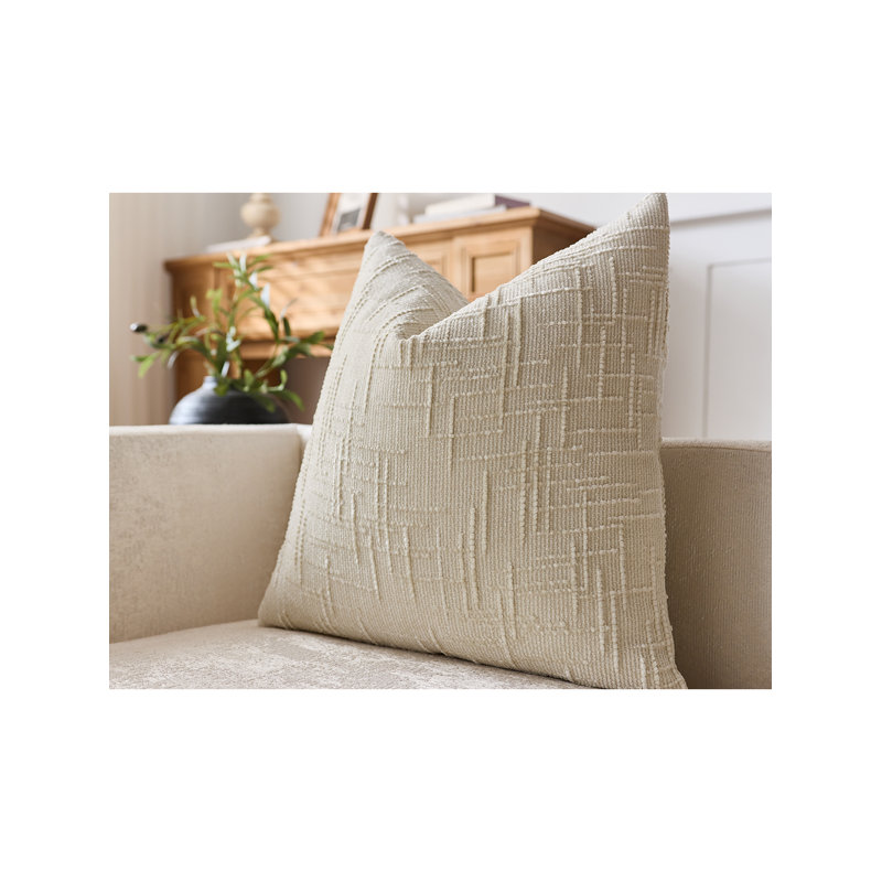 Textured Chenille Throw Pillow Covers, Ivory, Square 18"