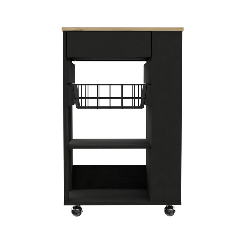 Wenge And Light Oak 5-Shelf 1-Drawer Kitchen Cart, Wenge