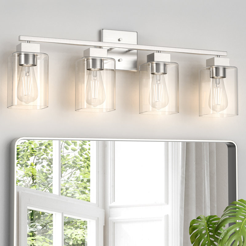 Éclairage pour coiffeuse Hartshorn, 4 lumières, Nickel brossé