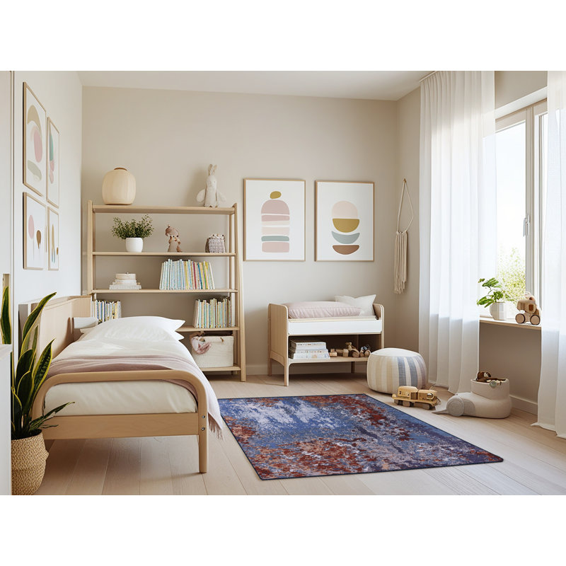 Tapis brun / bleu, Rectangle 3 pi x 5 pi