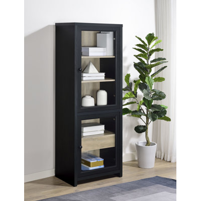 Ritner 67-Inch 2-Door Media Tower Storage Cabinet Black by Latitude Run