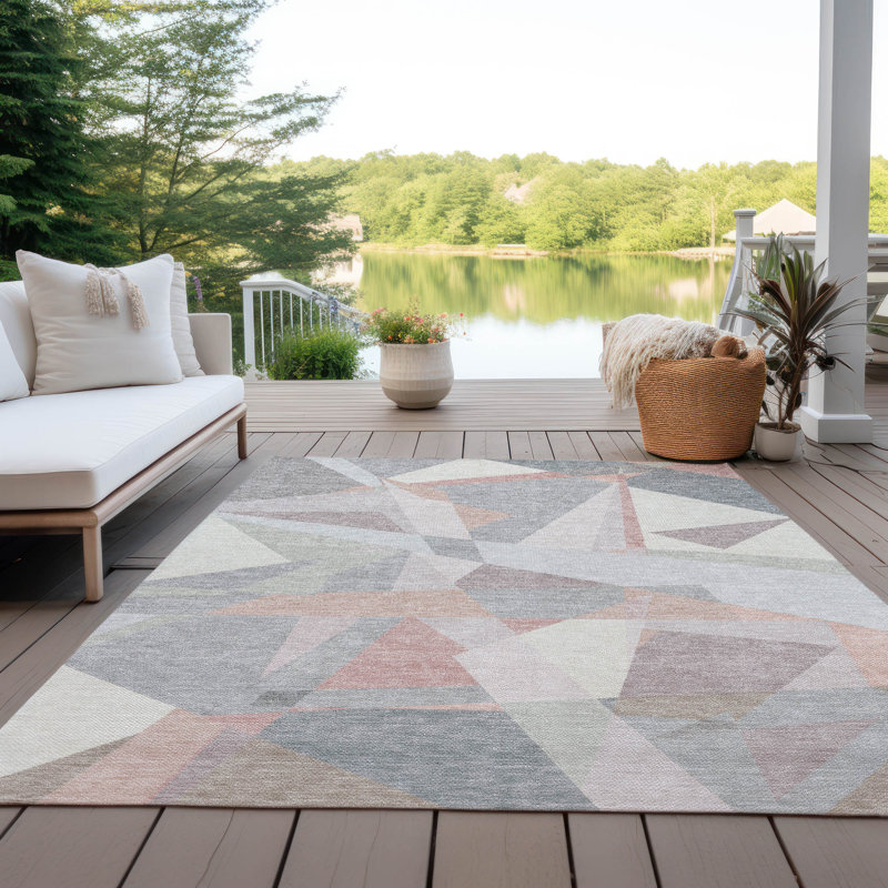 Aelas Pink Washable Indoor-Outdoor Rug - LOOMLAN, 10' x 14'