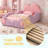 Twin Size Cloud Upholstered Kids Bed, Leather Toddler Bed with Solid Wood Frame, Side Storage Pocket & Low Safety Guardrail for Kids Bedroom-445225861