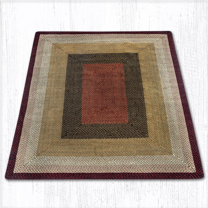  Tapis tressé à la main bourgogne / moutarde, 20 po x 30 po