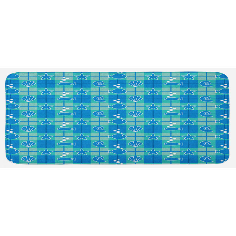 Coastal Striped Synthetic Kitchen Mat