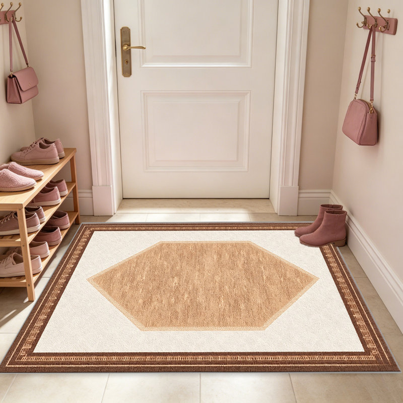 Minimal Border Beige area rugs for Living Room, Soft and Comfortable, Suitable for all seasons, easy to maintain, machine washable Indoor floor mat, Under Table Farmhouse suitable for Bedroom, Dining Room, Study, Patio, Balcony, Home Decor