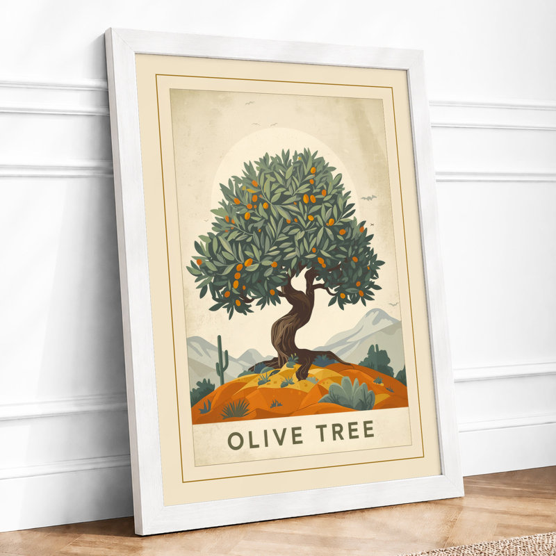 Olive Tree Botanical - Framed Print, A1 - 84.1 x 59.4 cm, White
