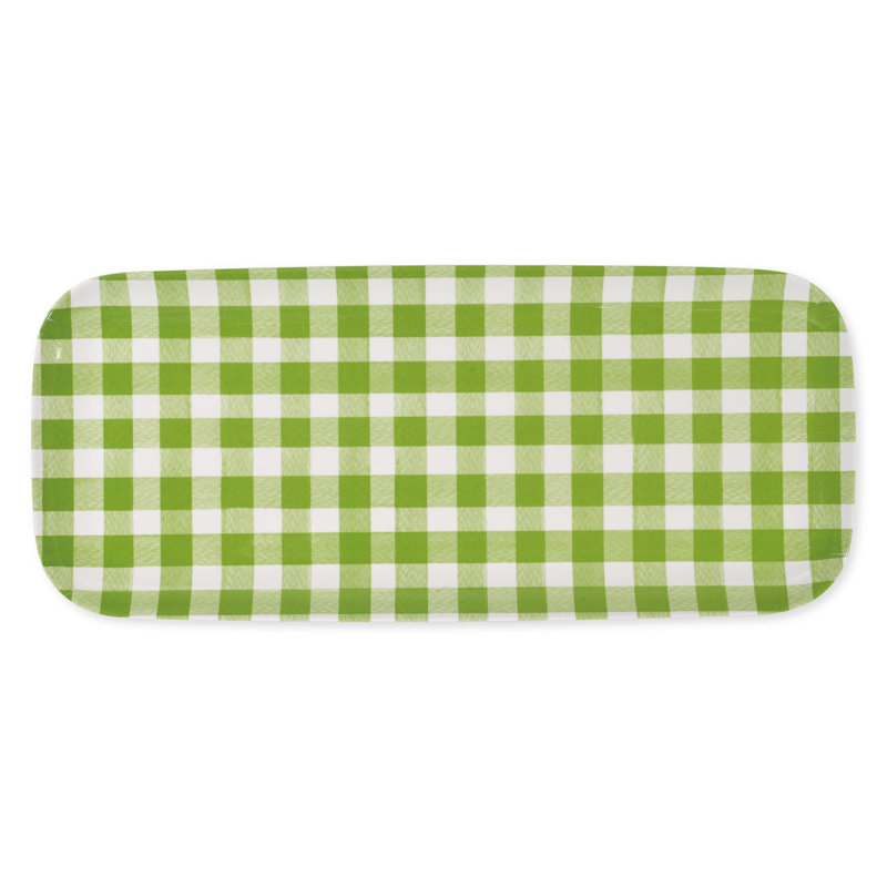 2-Piece Gingham 15" Tray, Green