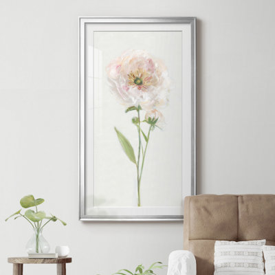 Single Stem Peony II - Matted and Framed Under Glass, Large Living Room Wall Art