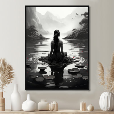 Meditation Yoga Meditative woman in lotus pose 1 - Meditation Wall Art For Living Room