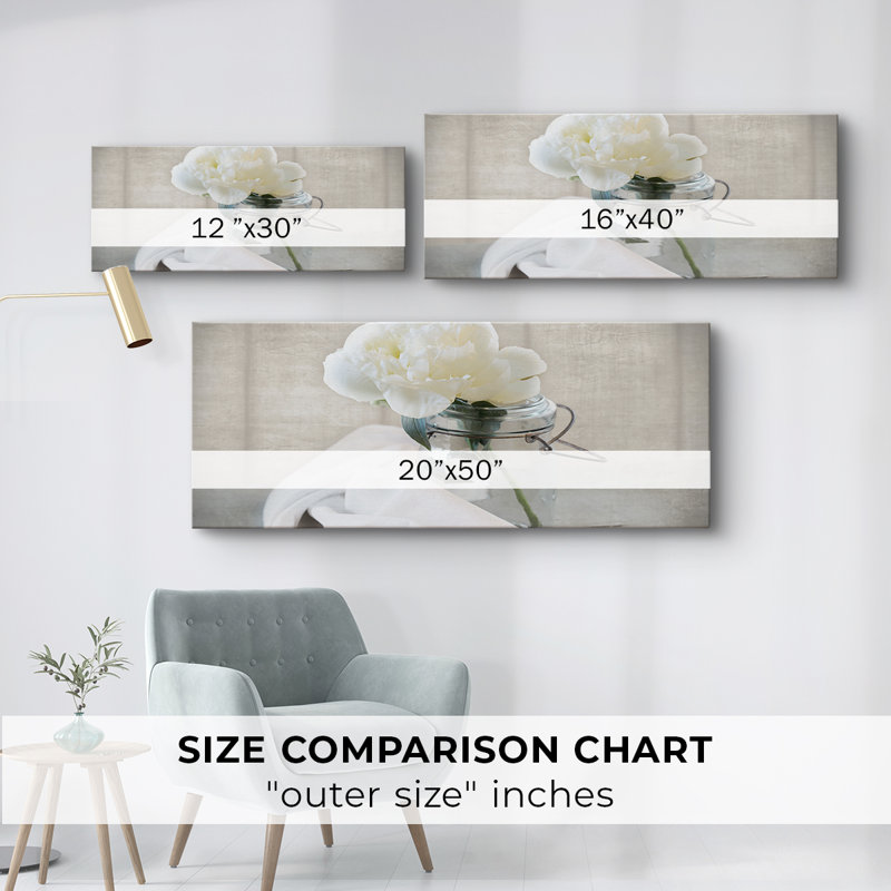 Mason Jar Bloom I- Gallery Wrapped Canvas -Ready to Hang, 12" H x 30" W