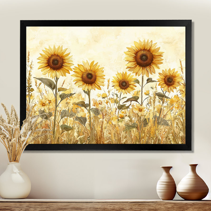 Diyonna - Floral Wall Art, Single Picture Framed Print, Black, 12" H x 20" W